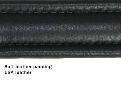 Black Leather Padded Alligator With Crystals Dog Collar with Stainless Steel Rolled Buckle