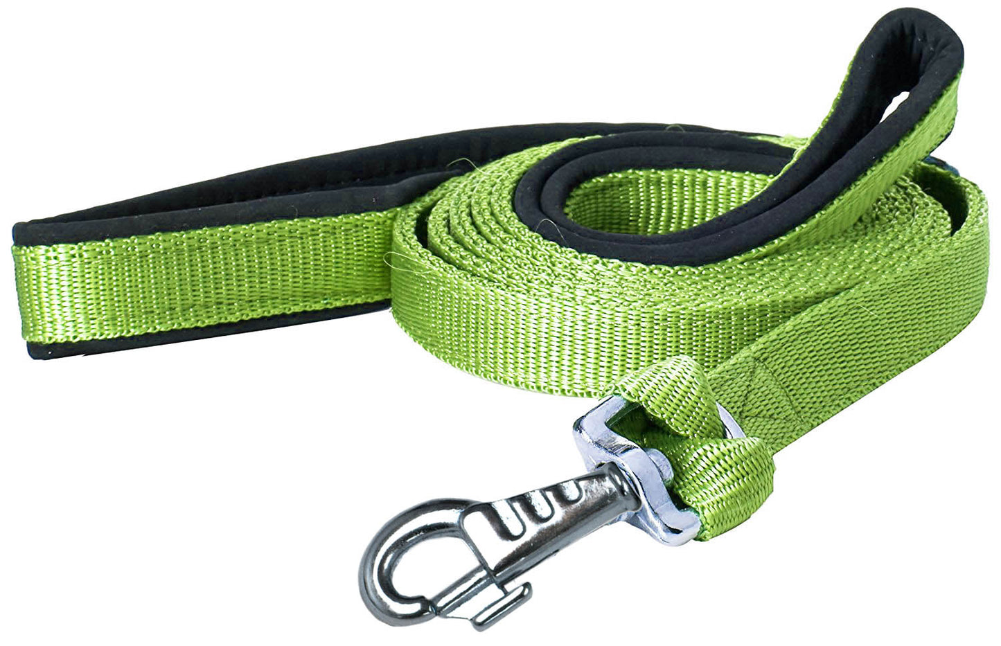 Padded Double Handle Dog Leash Warranted Replaceable Snap Green color