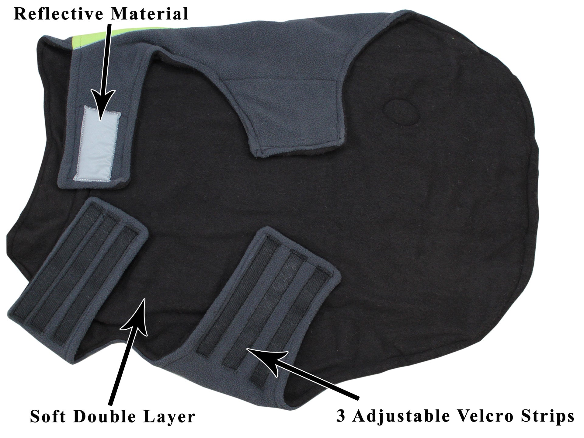 Double Layer Every Day Fleece Cold Weather Adventure Dog Sweater Coat with Reflective Dog Coat Velcro Details