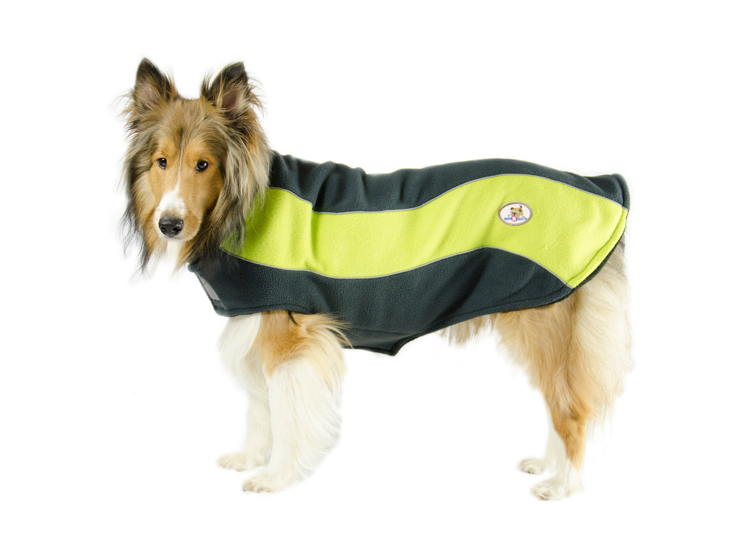 Double Layer Every Day Fleece Cold Weather Adventure Dog Sweater Coat with Reflective Stripes yELLOW MAIN
