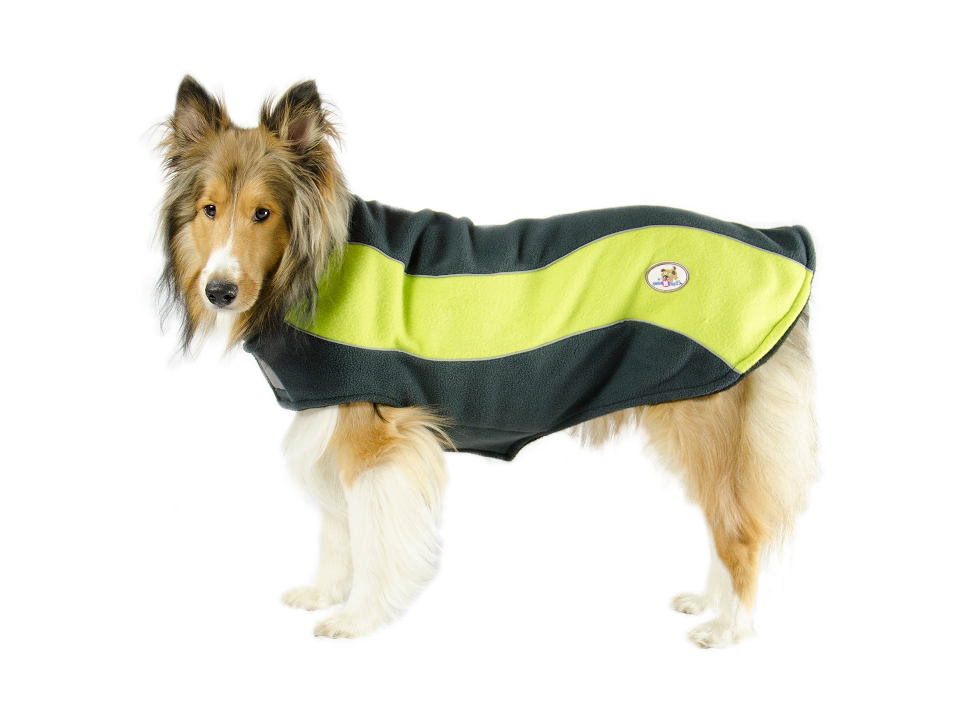 Double Layer Every Day Fleece Cold Weather Adventure Dog Sweater Coat with Reflective Stripes yELLOW MAIN