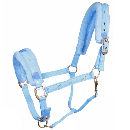Paris Tack Fleece Padded Adjustable Nylon Horse Halters Blue