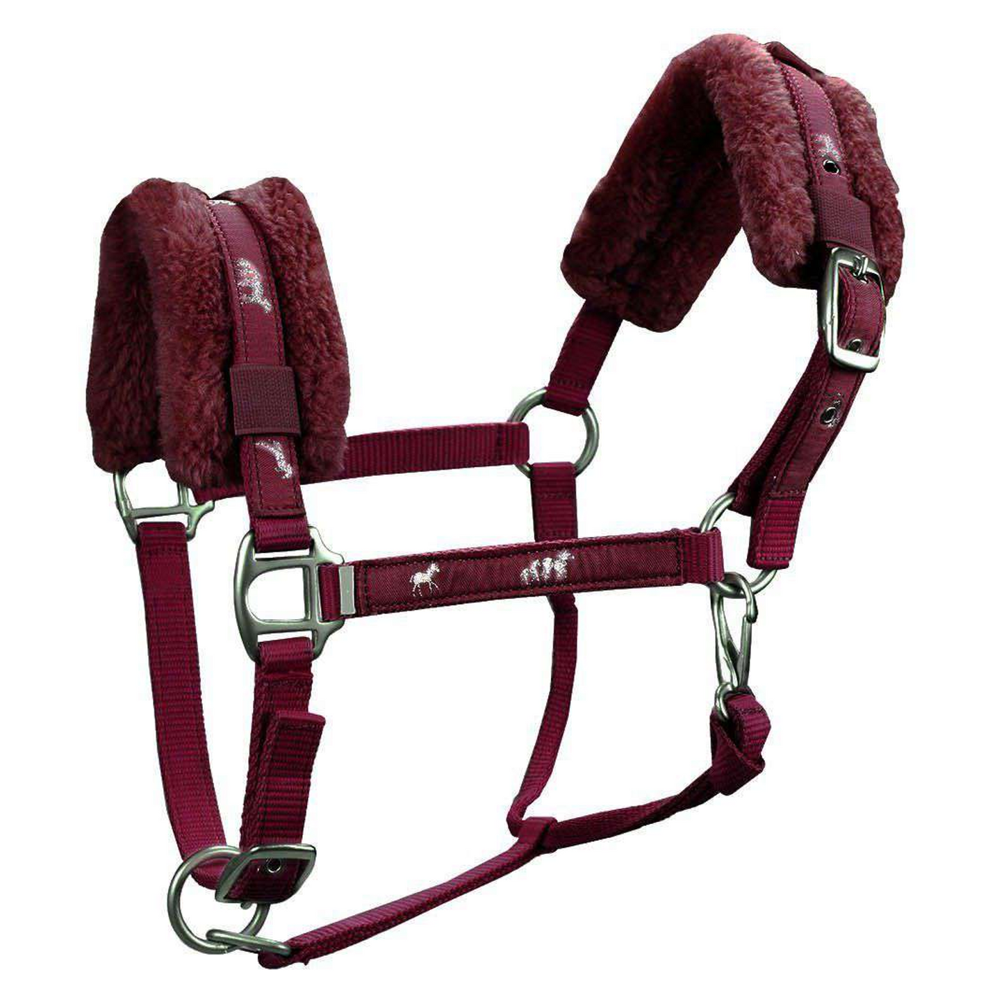 Paris Tack Fleece Padded Adjustable Nylon Horse Halters Brown