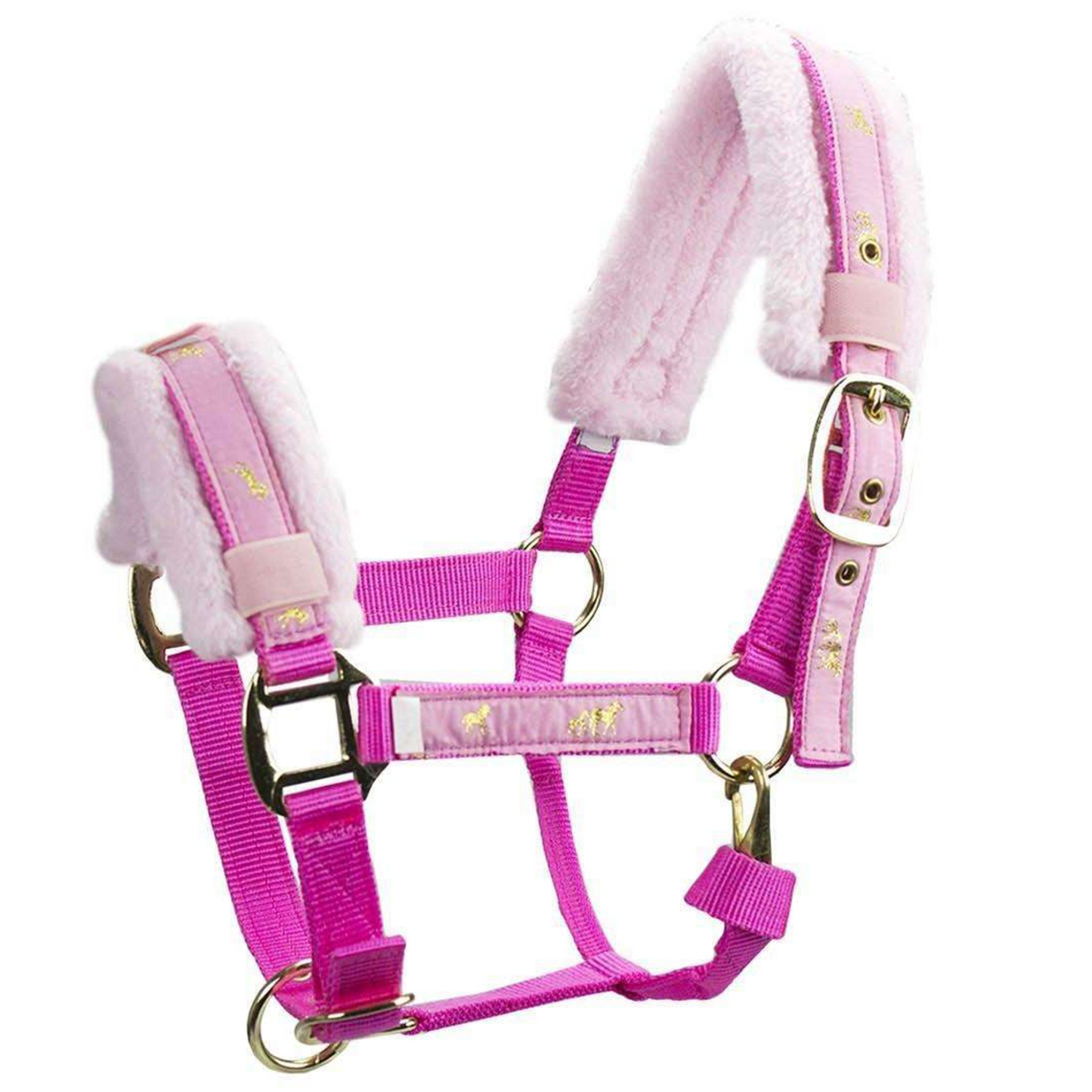 Paris Tack Fleece Padded Adjustable Nylon Horse Halters Pink 