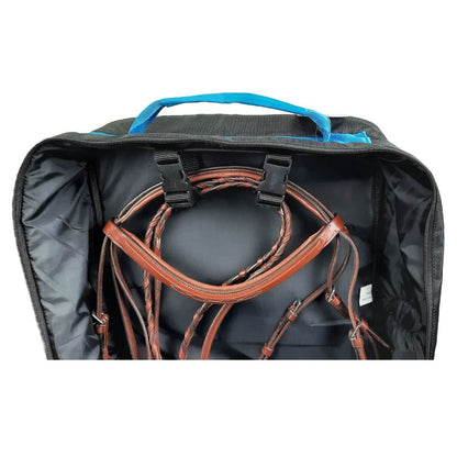 Tahoe Tack Turquoise Flower Nylon Front Opening Triple Layered Padded Bridle and Headstall Bag with Hand Tooled Leather Accents and  Front Open Bag Inside