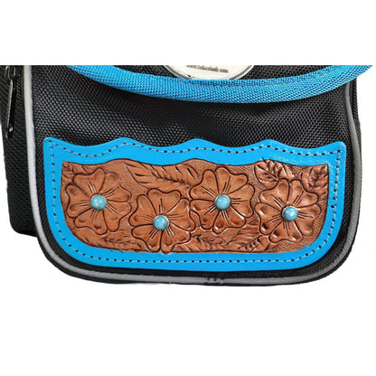Tahoe Tack Turquoise Flower 1680D Nylon Western Horn Storage Bag Tooling
