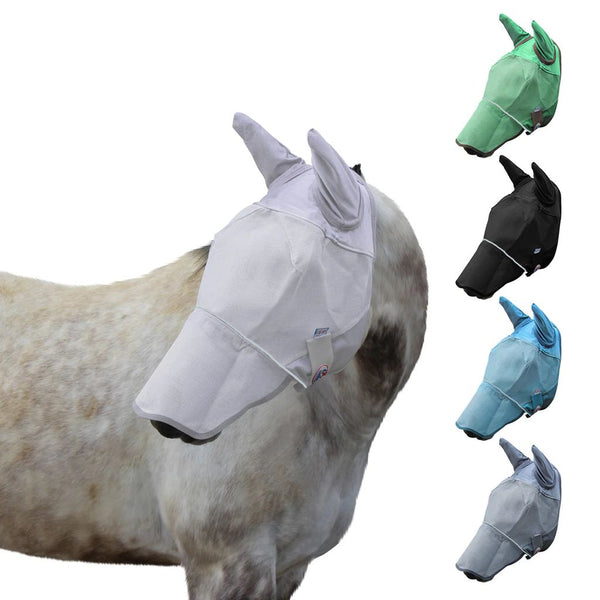 Derby Originals UV-Blocker Premium Reflective Horse Fly Mask with Ears and Nose Cover with One Year Warranty