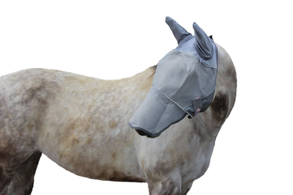 Derby Originals UV-Blocker Premium Reflective Horse Fly Mask with Ears and Nose Cover with One Year Warranty