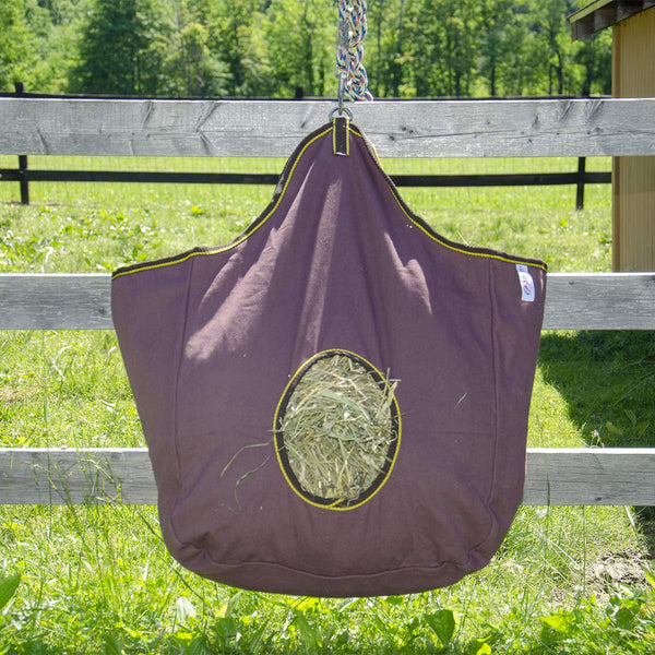 Derby Originals Large 24 OZ Canvas Horse Hay Bag  2 Sided Combo Design X Wide Gusset and 6 Month Warranty