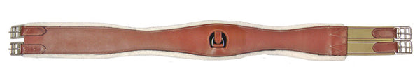 Removable Fleece Lined Overlay Leather English Girth w/ D Ring