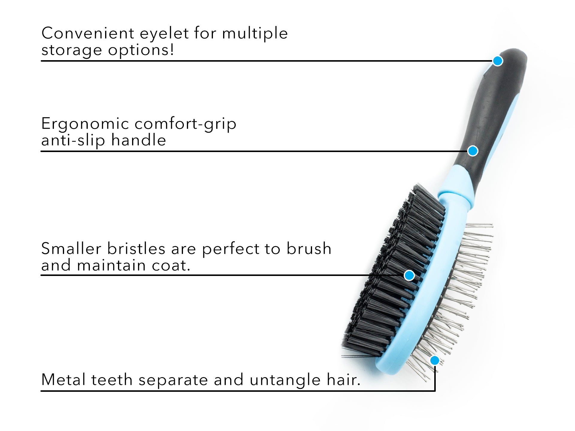 Double Sided Pet Grooming Brush by cuteNfuzzy® Features