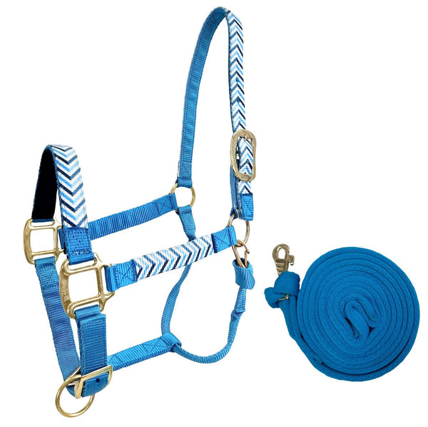 Derby Originals Patterned Nylon Adjustable Horse Halters with Matching 10’ Lead - 6 Month Warranty