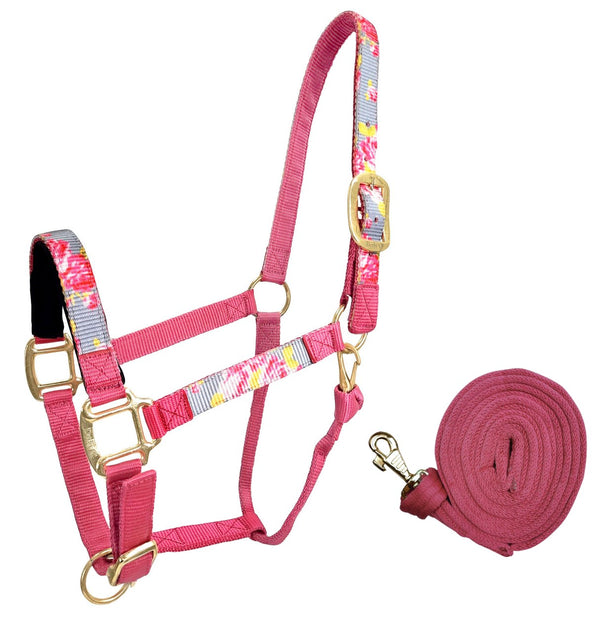 Derby Originals Patterned Nylon Adjustable Horse Halters with Matching 10’ Lead - 6 Month Warranty