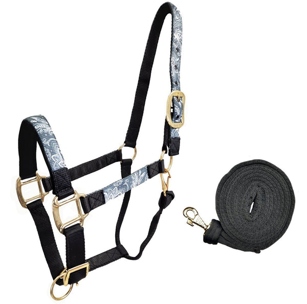 Derby Originals Patterned Nylon Adjustable Horse Halters with Matching 10’ Lead - 6 Month Warranty