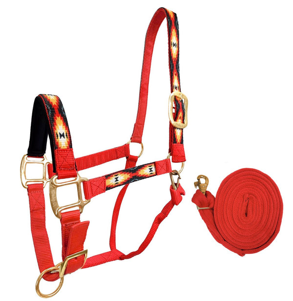 Derby Originals Patterned Nylon Adjustable Horse Halters with Matching 10’ Lead - 6 Month Warranty