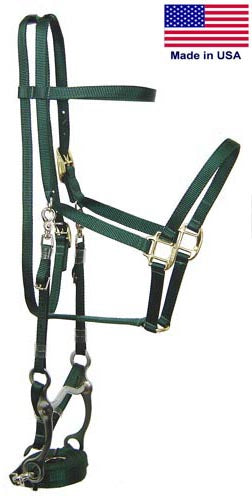 Nylon Halter Bridle Combo with Reins Made in USA Closeout Sale
