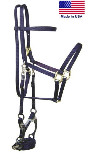 Nylon Halter Bridle Combo with Reins Made in USA Closeout Sale