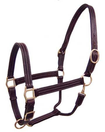 Derby Originals American Elegance Series Triple Stitch Adjustable Leather Halter - USA Leather