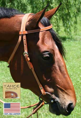 Tahoe Tack USA Leather Double Beauty Western Browband Headstall