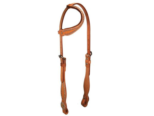 Tahoe Tack USA Leather Show Spotted High Country Western Slip Ear Headstall