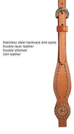 Tahoe Tack USA Leather Show Spotted High Country Western Slip Ear Headstall