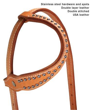 Tahoe Tack USA Leather Show Spotted High Country Western Slip Ear Headstall