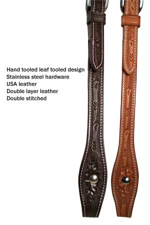 Tahoe Tack USA Leather Leaf Tooled Western Browband Headstall Bit Tooled