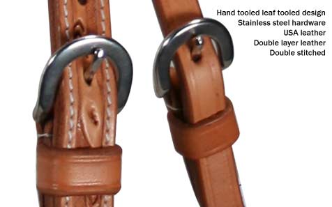 Tahoe Tack USA Leather Leaf Tooled Western Browband Headstall Buckle
