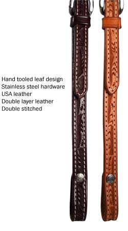 Leather Leaf Tooled Western Futurity Knot Browband Headstall 