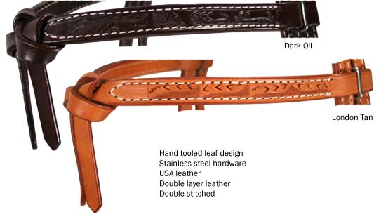 USA Leather Leaf Tooled Western Futurity Knot Browband Headstall 