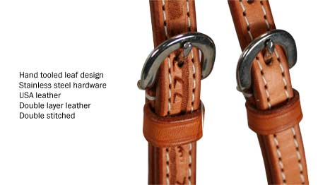  Leather Leaf Tooled Western Futurity Knot Browband Headstall  Buckle