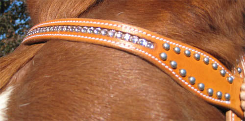 Hand-Inlaid Pink Swarovski Crystal Western Headstall