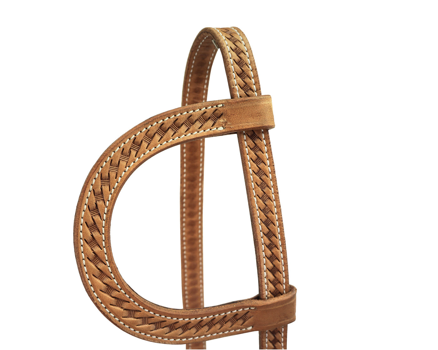 Tahoe Tack USA Leather Basket Weave Hand Tooled Slip Ear Headstall Basket Weave