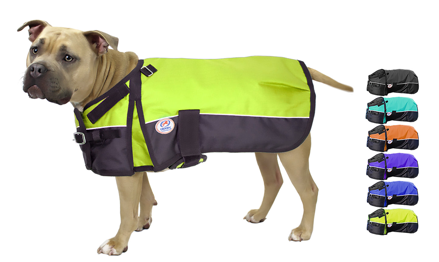 Horse-Tough Reflective 600D Waterproof Ripstop Nylon Winter Dog Coat lime green color