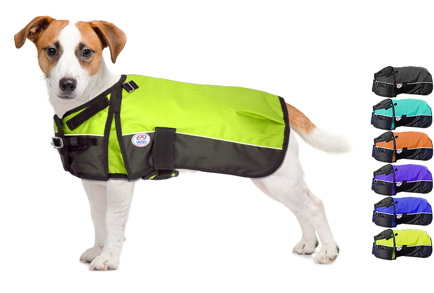 Derby Originals Adjust-to-Fit Horse-Tough Reflective 600D Waterproof Ripstop Nylon Winter Dog Coat  lime green