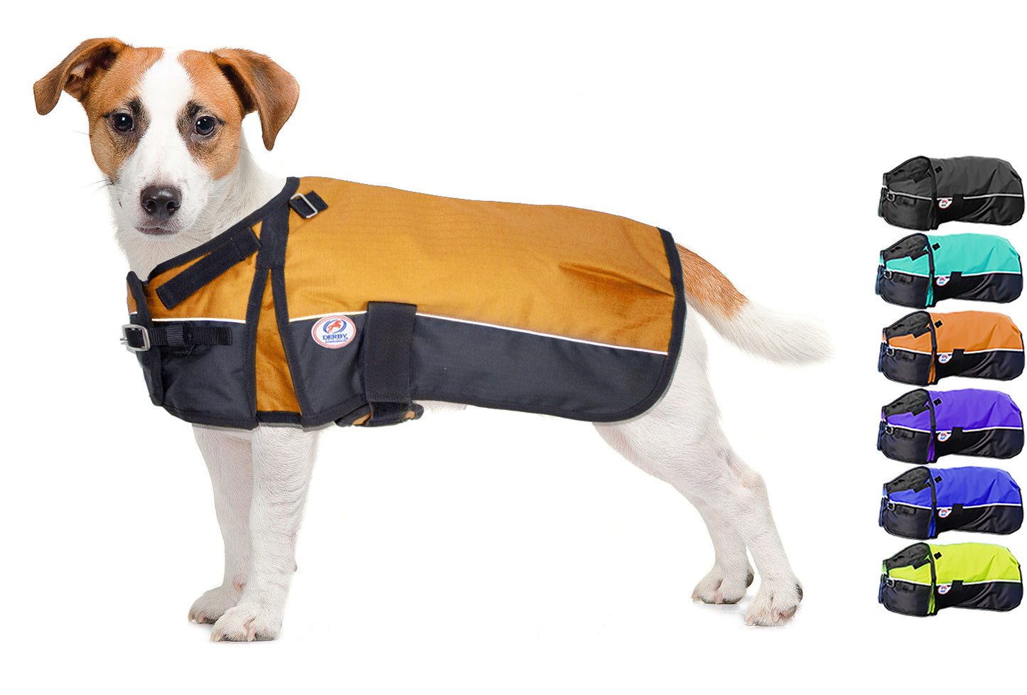 Derby Originals Adjust-to-Fit Horse-Tough Reflective 600D Waterproof Ripstop Nylon Winter Dog Coat small orange