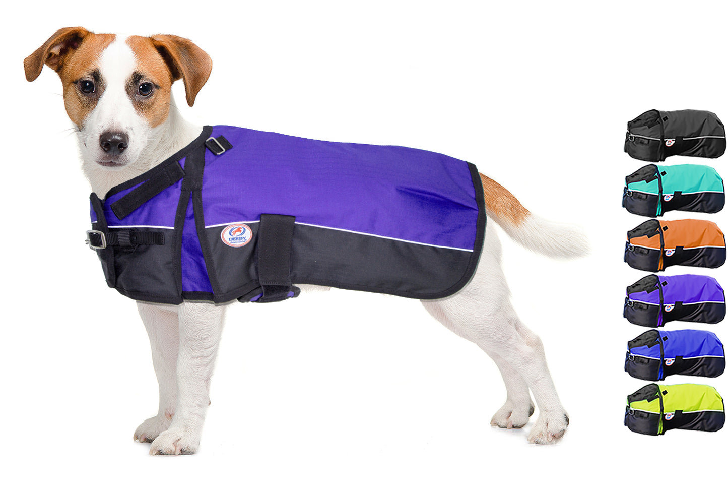 Derby Originals Adjust-to-Fit Horse-Tough Reflective 600D Waterproof Ripstop Nylon Winter Dog Coat small purple