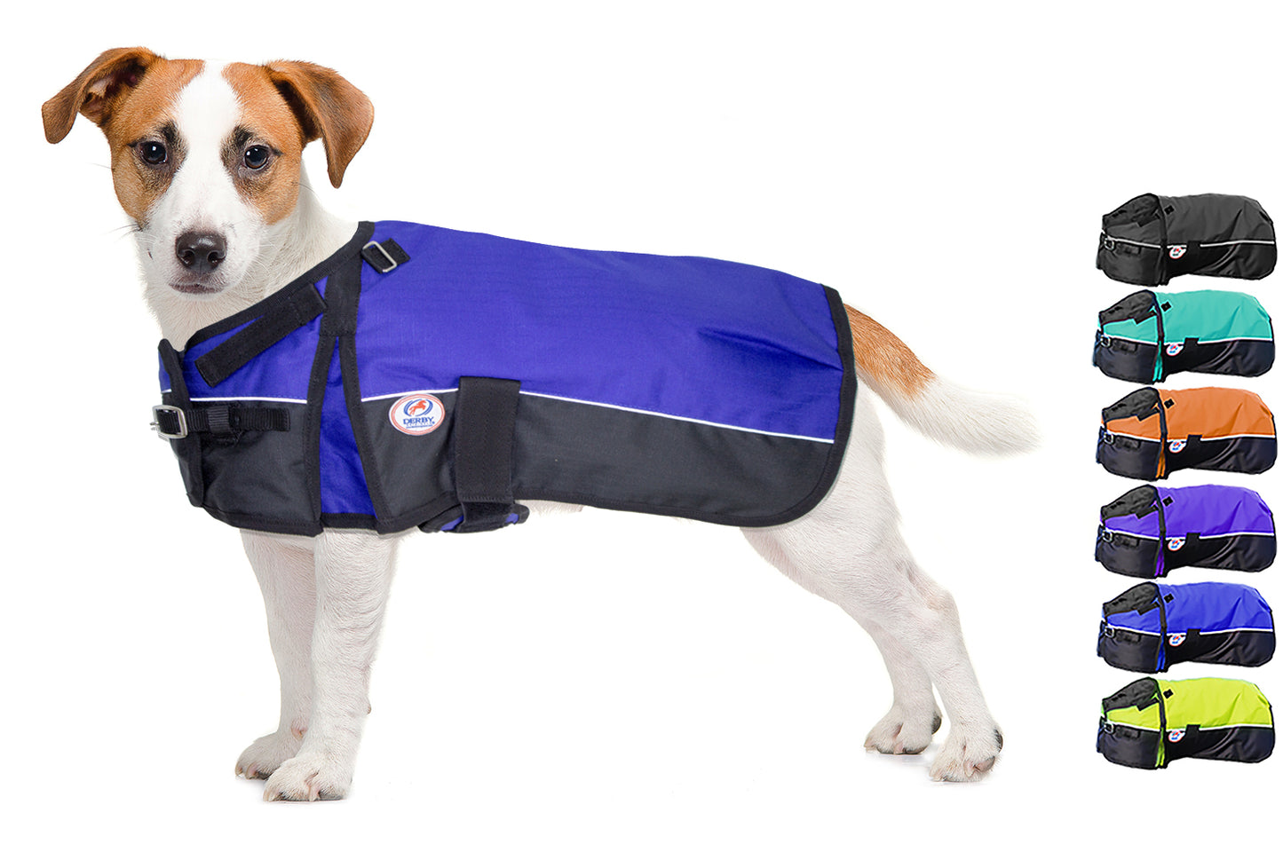 Derby Originals Adjust-to-Fit Horse-Tough Reflective 600D Waterproof Ripstop Nylon Winter Dog Coat  Blue