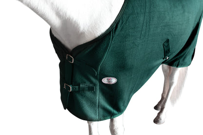Derby Originals Fleece Cooler for Horses All Season Sheet & Blanket Liner with Crossed Surcingles Green Deatils