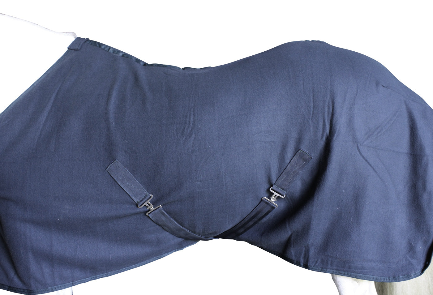 Derby Originals Fleece Cooler for Horses All Season Sheet & Blanket Liner with Crossed Surcingles Navy Blue side