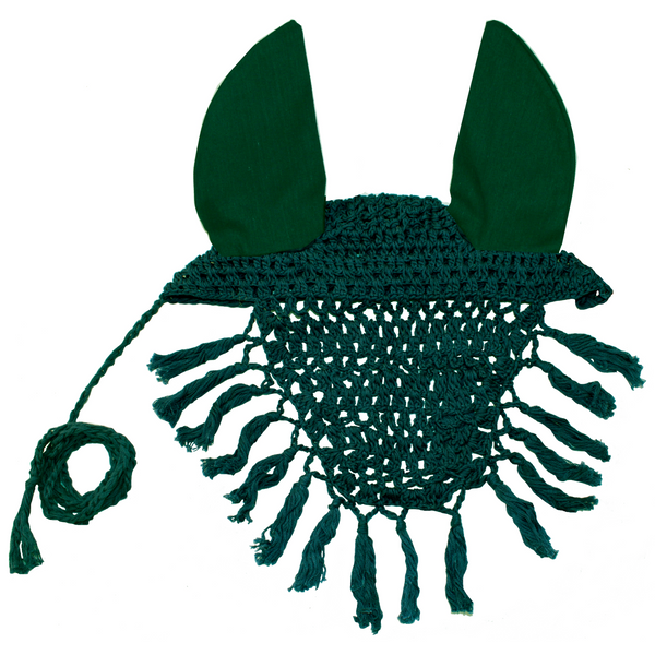 Derby Originals Crochet Horse Fly Veil Ear Bonnet with Fringe