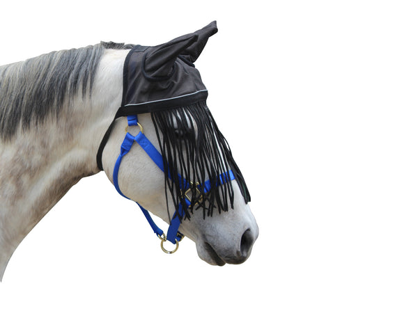 Derby Originals Premium Reflective Mesh Horse Fly Bonnet with Fringe and Soft Mesh Ears