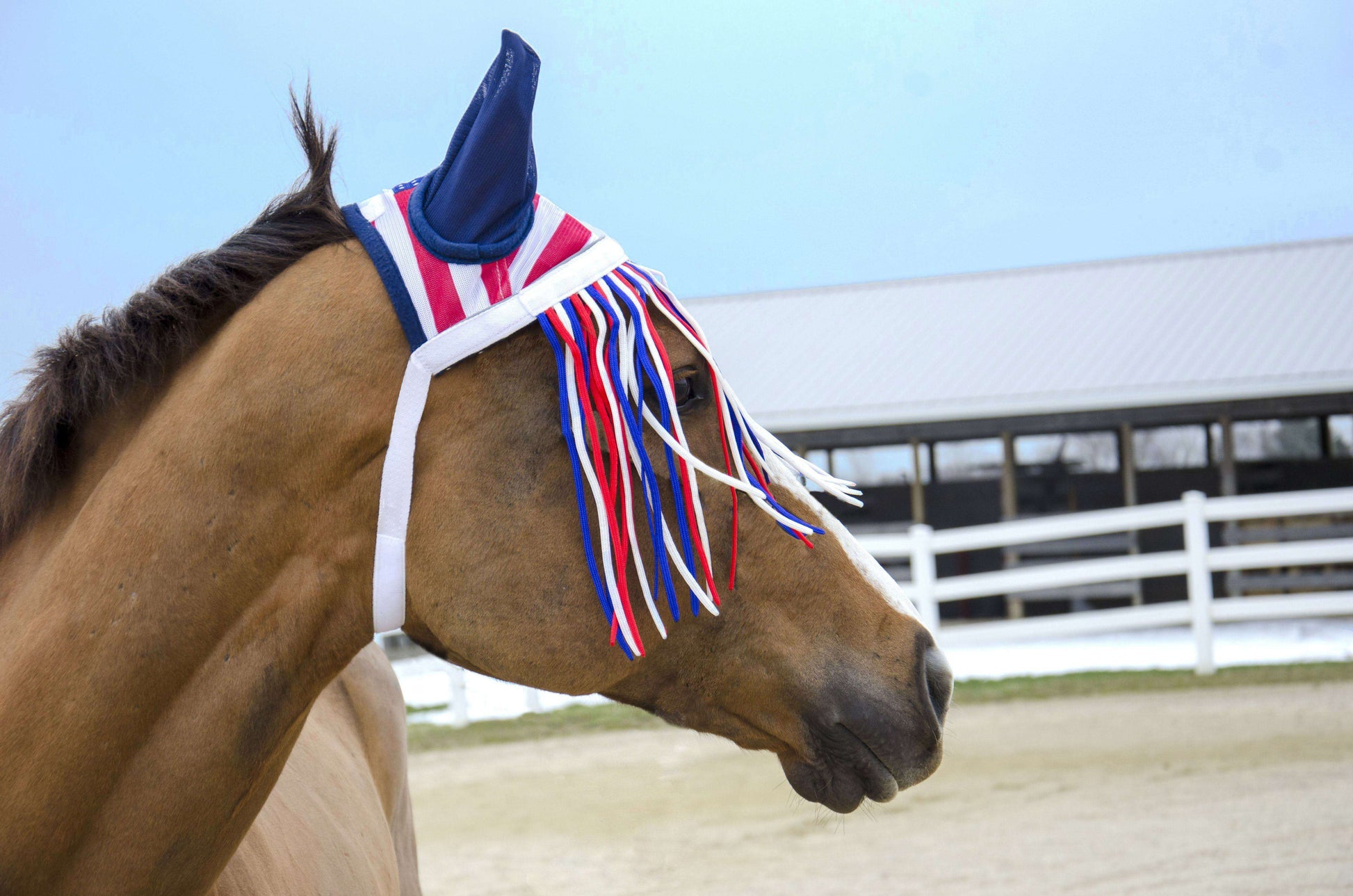 Derby Originals Premium Reflective Mesh Horse Fly Bonnet with Fringe and Soft Mesh Ears