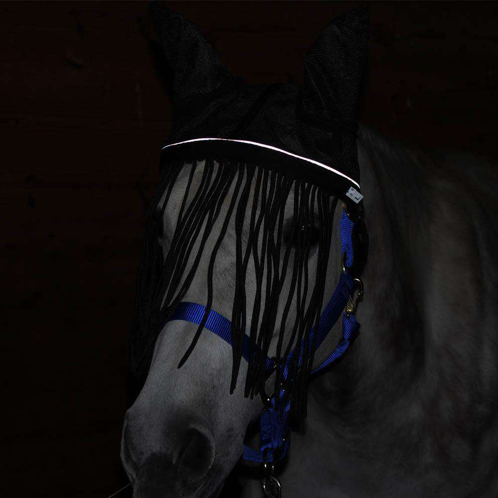 Reflective Mesh Horse Fly Bonnet with Fringe and Soft Mesh Ears
