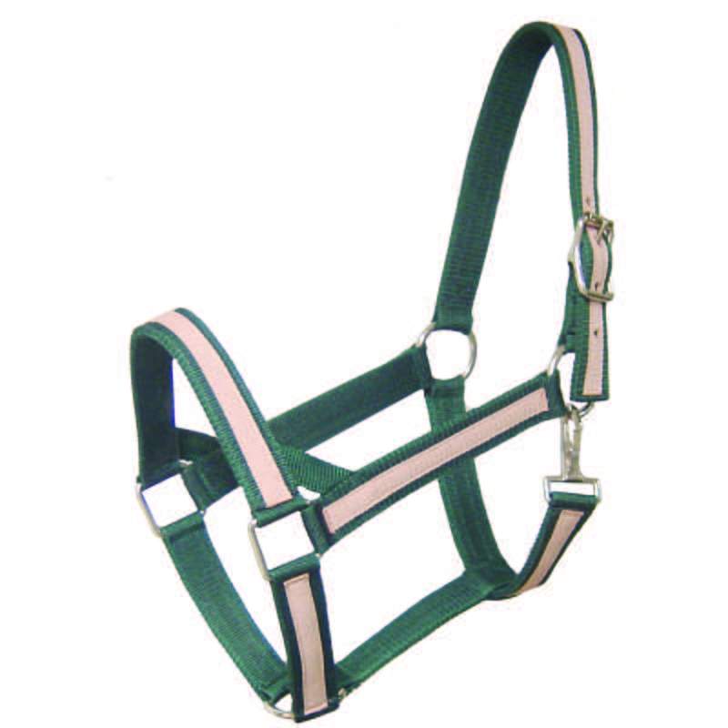 Derby Originals Heavy-Duty Triple Layer Two-Tone Nylon Draft Horse Halters -  Green Color