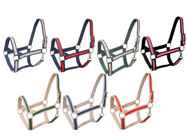 Derby Originals Heavy-Duty Triple Layer Two-Tone Nylon Draft Horse Halters - Closeout