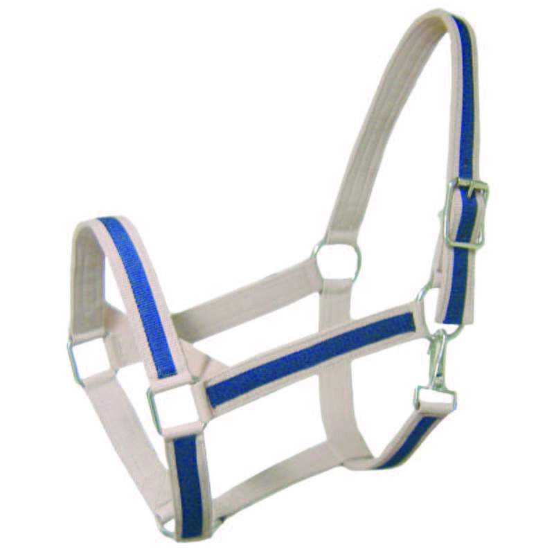 Derby Originals Heavy-Duty Triple Layer Two-Tone Nylon Draft Horse Halters - White Blue Color