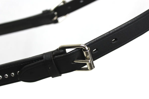 Derby New and Improved Premium Show Spotted Flat Leather Cattle Show Halter with Matching Chain Lead - One Year Limited Manufacturer’s Warranty