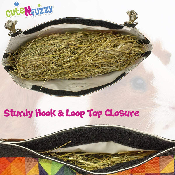 CuteNfuzzy Large Hay Bag for Rabbits and Guinea Pigs with 6 Month Warranty 15x15x5