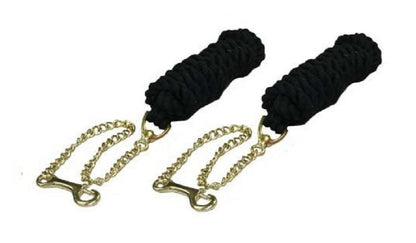 Derby Originals 10' Braided Cotton Lead Rope with 2' Stud Chain - Set of 2 Black Color